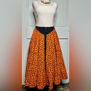 Vintage Betsey Johnson punk face long full skirt flannel prairie boho rare S/M